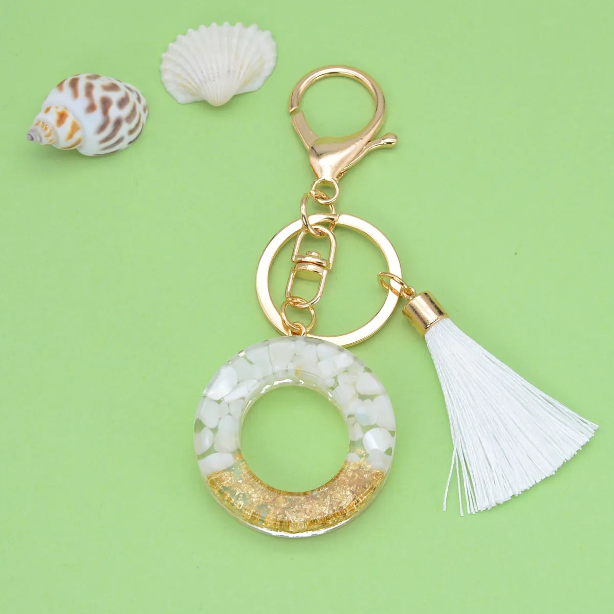 Fashion Letter Tassel Alloy Epoxy Bag Pendant Keychain 1 Piece