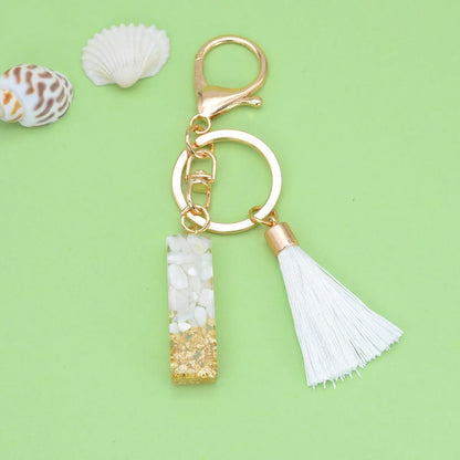 Fashion Letter Tassel Alloy Epoxy Bag Pendant Keychain 1 Piece