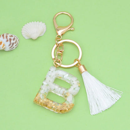 Fashion Letter Tassel Alloy Epoxy Bag Pendant Keychain 1 Piece