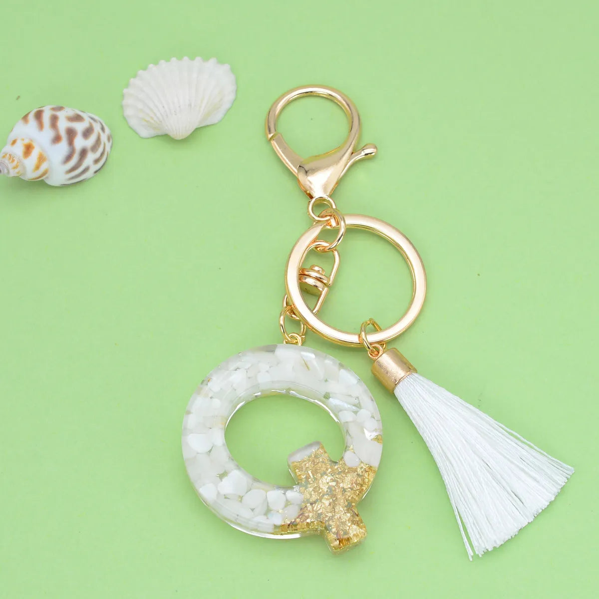 Fashion Letter Tassel Alloy Epoxy Bag Pendant Keychain 1 Piece