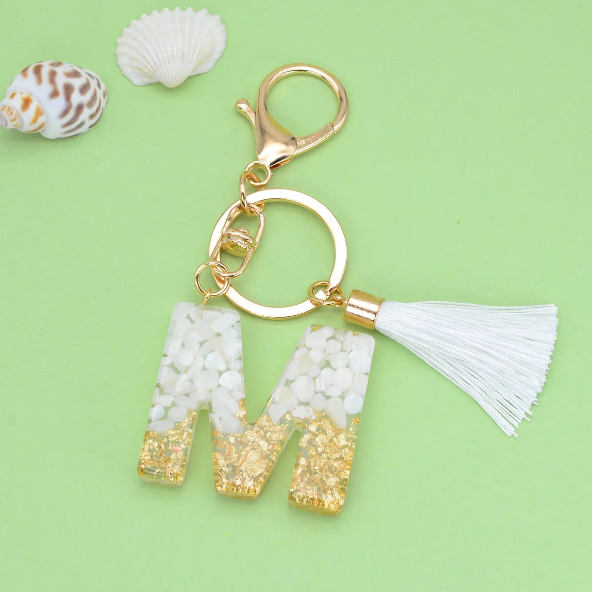 Fashion Letter Tassel Alloy Epoxy Bag Pendant Keychain 1 Piece