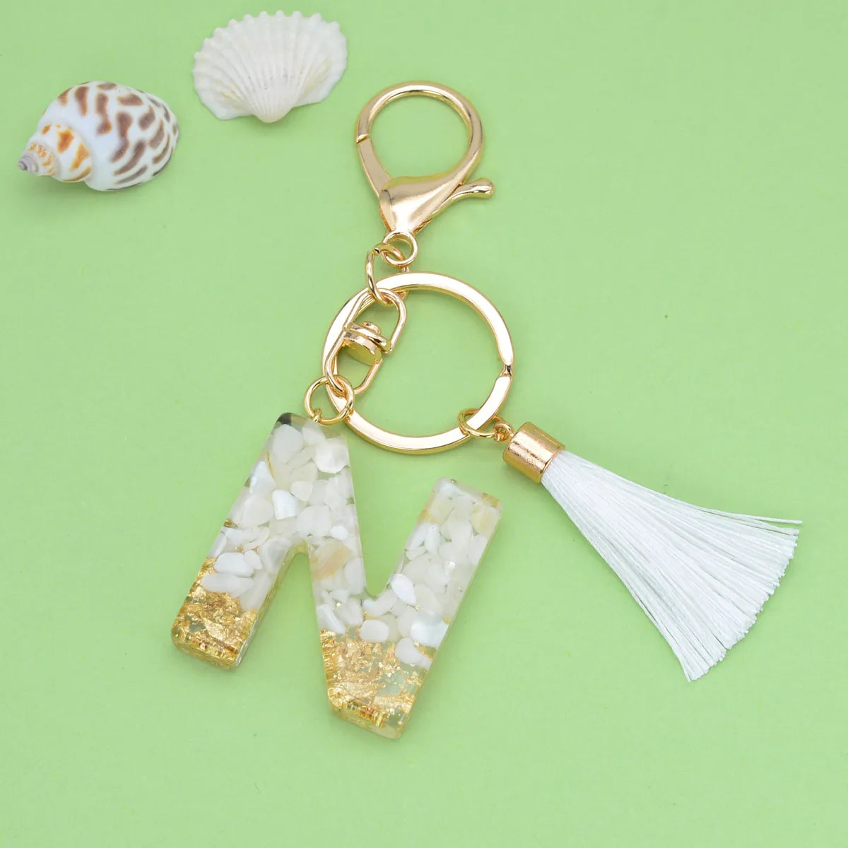 Fashion Letter Tassel Alloy Epoxy Bag Pendant Keychain 1 Piece