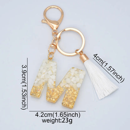 Fashion Letter Tassel Alloy Epoxy Bag Pendant Keychain 1 Piece