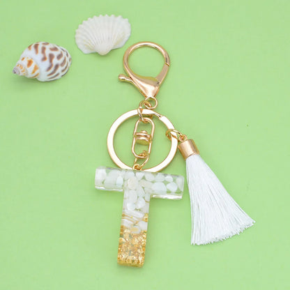 Fashion Letter Tassel Alloy Epoxy Bag Pendant Keychain 1 Piece