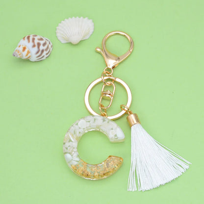 Fashion Letter Tassel Alloy Epoxy Bag Pendant Keychain 1 Piece