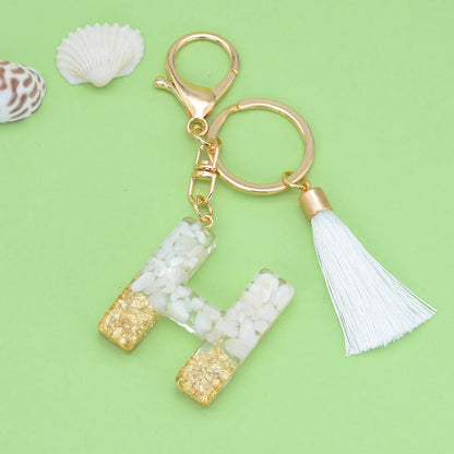 Fashion Letter Tassel Alloy Epoxy Bag Pendant Keychain 1 Piece