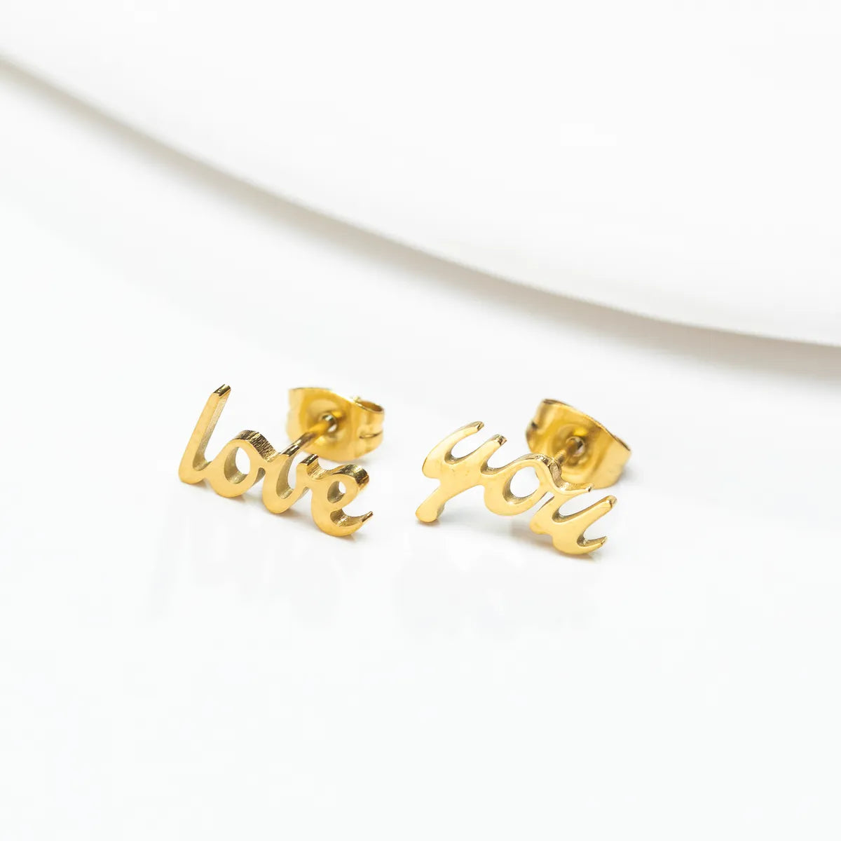 Fashion Letter Titanium Steel Ear Studs Plating No Inlaid Stainless Steel Earrings