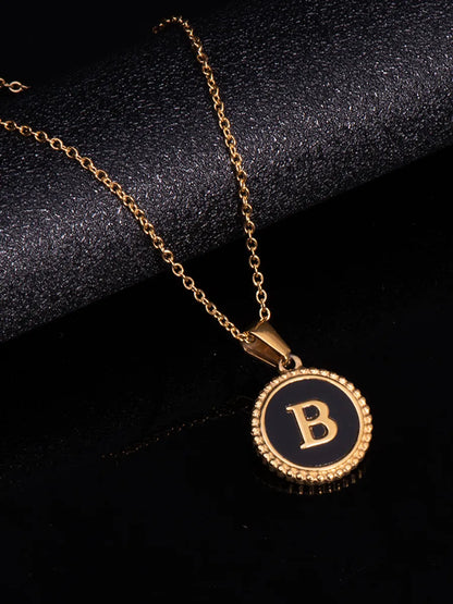 Fashion Letter Titanium Steel Enamel Plating Pendant Necklace 1 Piece