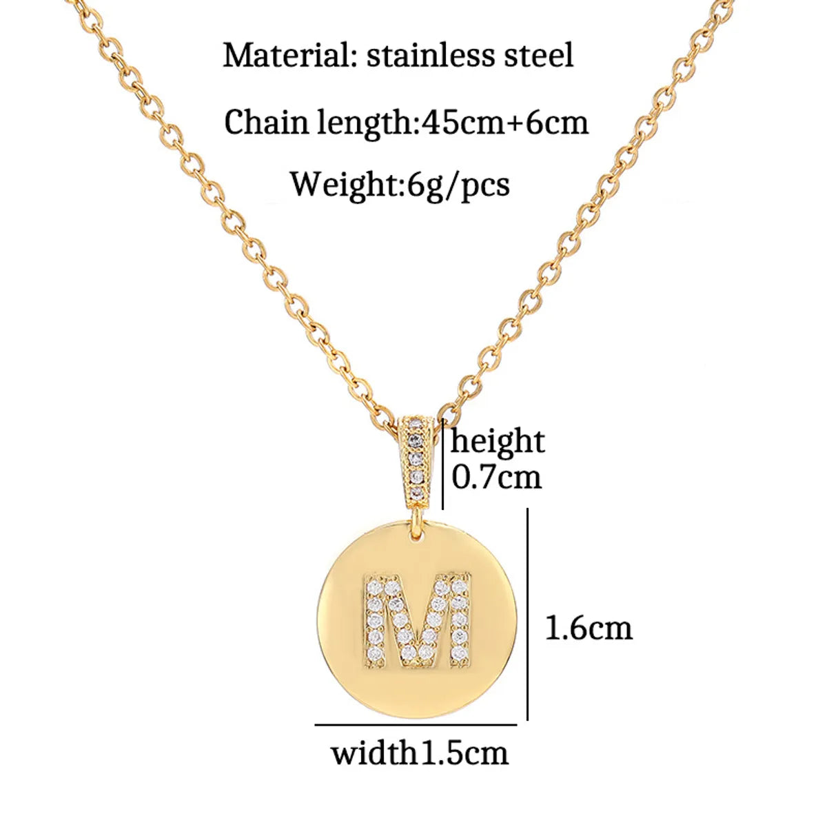 Fashion Letter Titanium Steel Plating Diamond Rhinestones Necklace