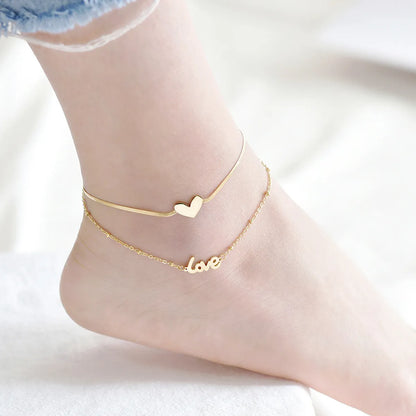 Fashion Letter Titanium Steel Plating Anklet