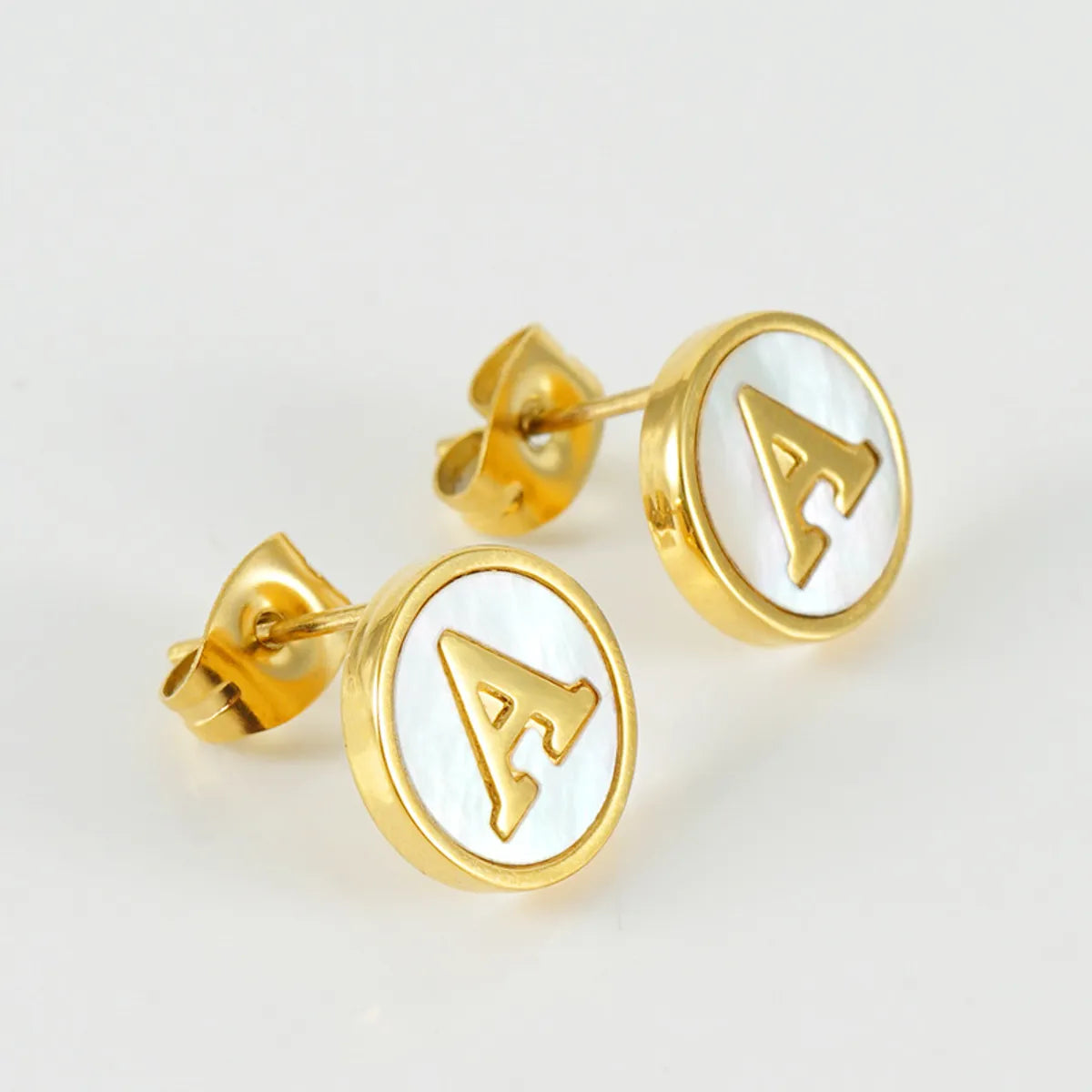 Fashion Letter Titanium Steel Plating Ear Studs 1 Pair