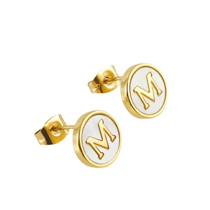 Fashion Letter Titanium Steel Plating Ear Studs 1 Pair