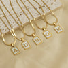 Fashion Letter Titanium Steel Plating Inlay Shell Pendant Necklace