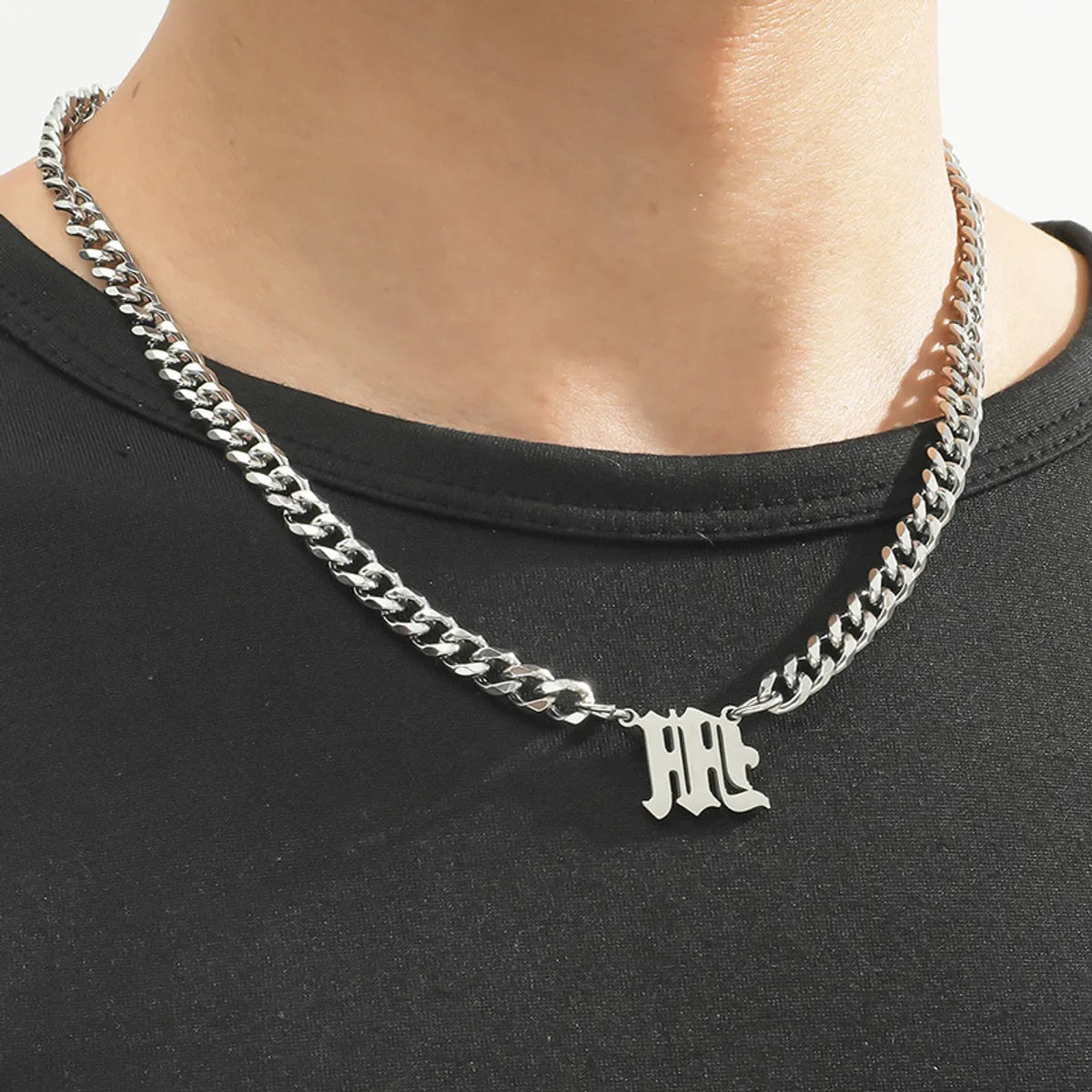 Fashion Letter Titanium Steel Plating Unisex Pendant Necklace