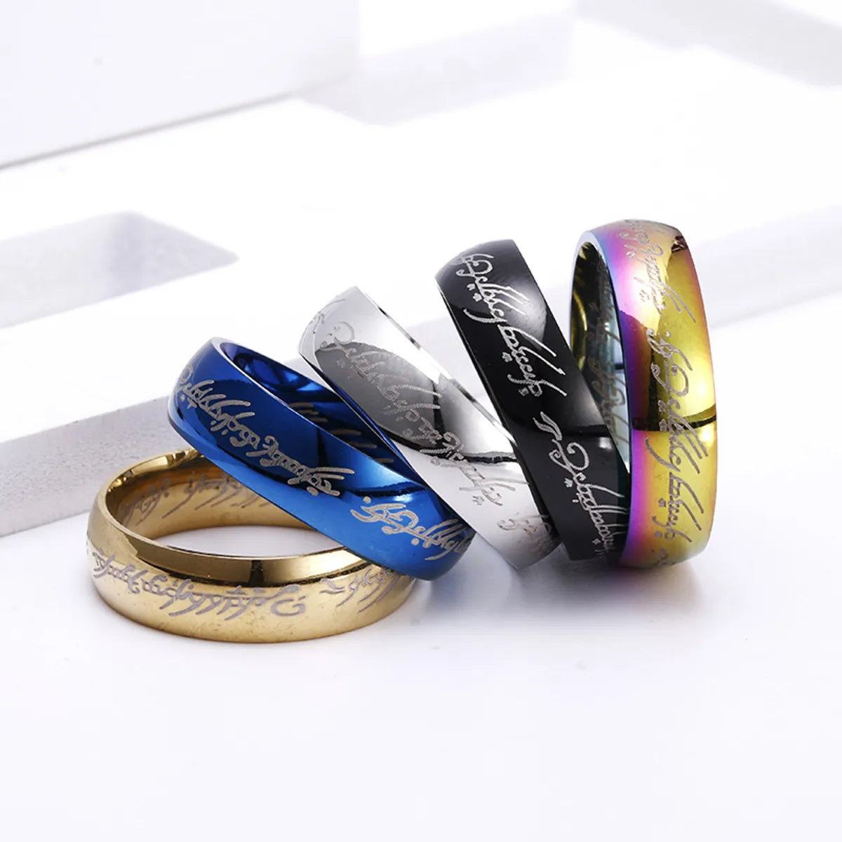 Wholesale Jewelry Fashion Letter 201 Stainless Steel Gold Plated Plating Rings