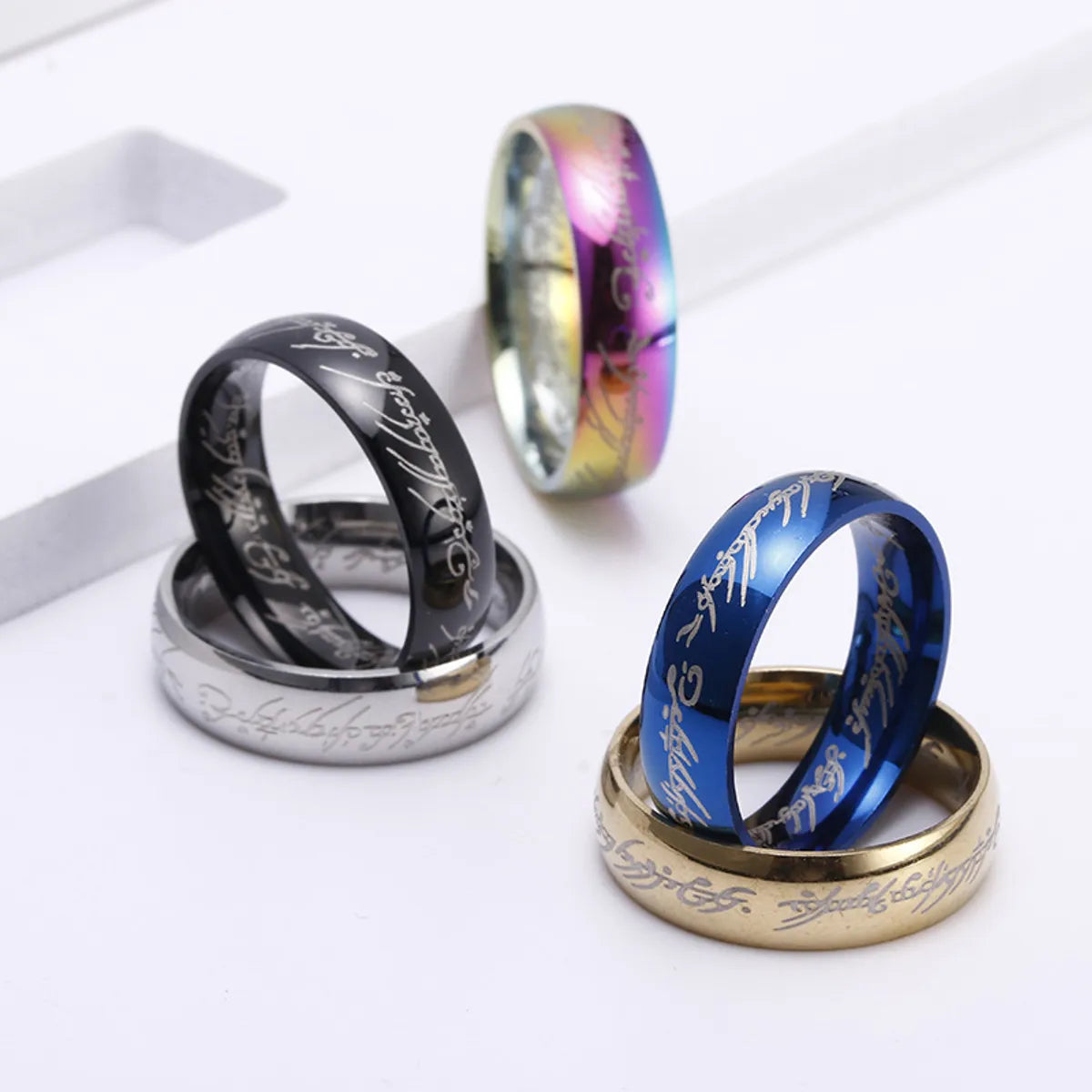 Wholesale Jewelry Fashion Letter 201 Stainless Steel Gold Plated Plating Rings