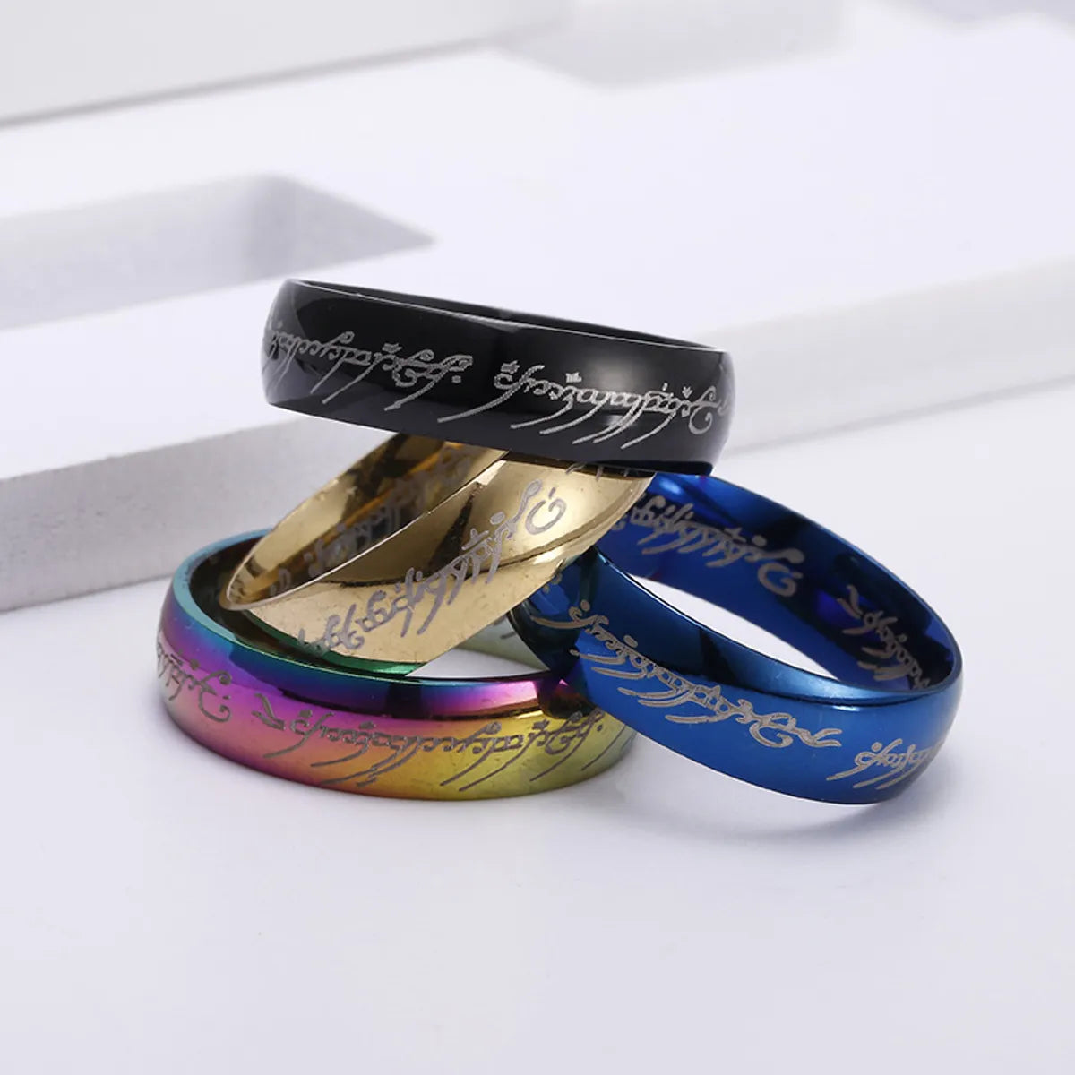 Wholesale Jewelry Fashion Letter 201 Stainless Steel Gold Plated Plating Rings