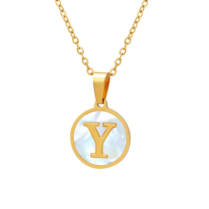 Wholesale Jewelry Fashion Letter 304 Stainless Steel Shell 18K Gold Plated Plating Pendant Necklace