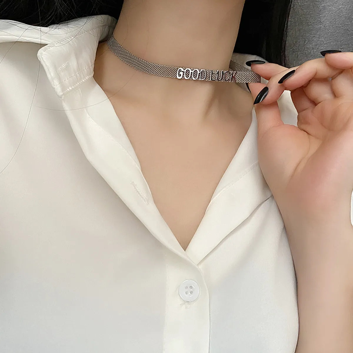 Wholesale Jewelry Fashion Letter Titanium Steel Titanium Steel 18K Gold Plated Gold Plated Silver Plated Polishing Choker