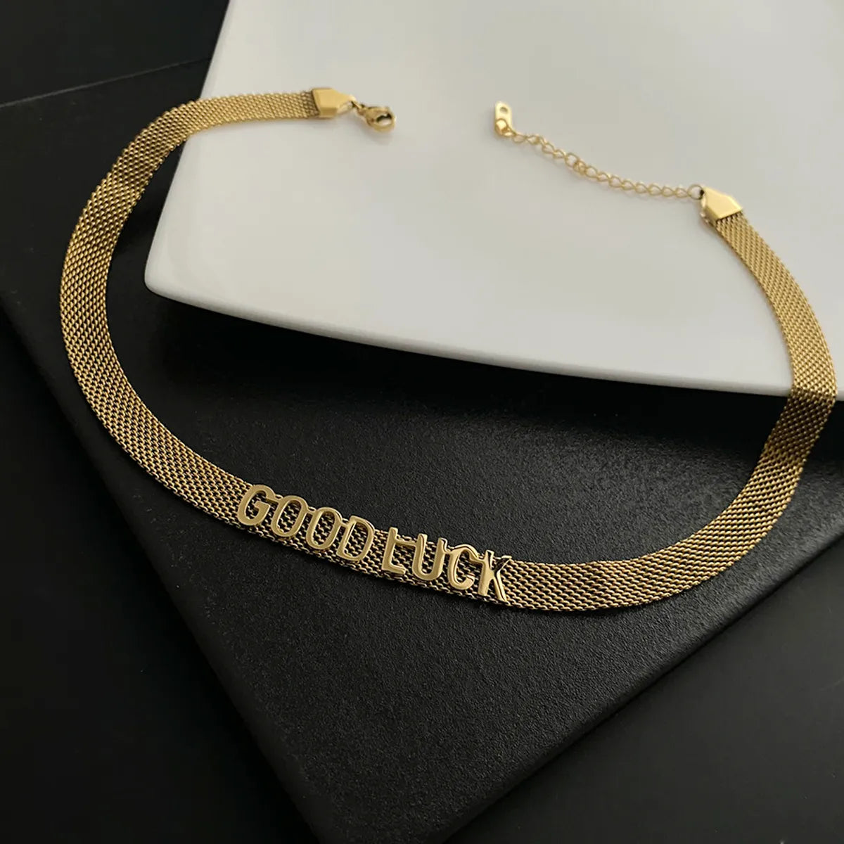 Wholesale Jewelry Fashion Letter Titanium Steel Titanium Steel 18K Gold Plated Gold Plated Silver Plated Polishing Choker