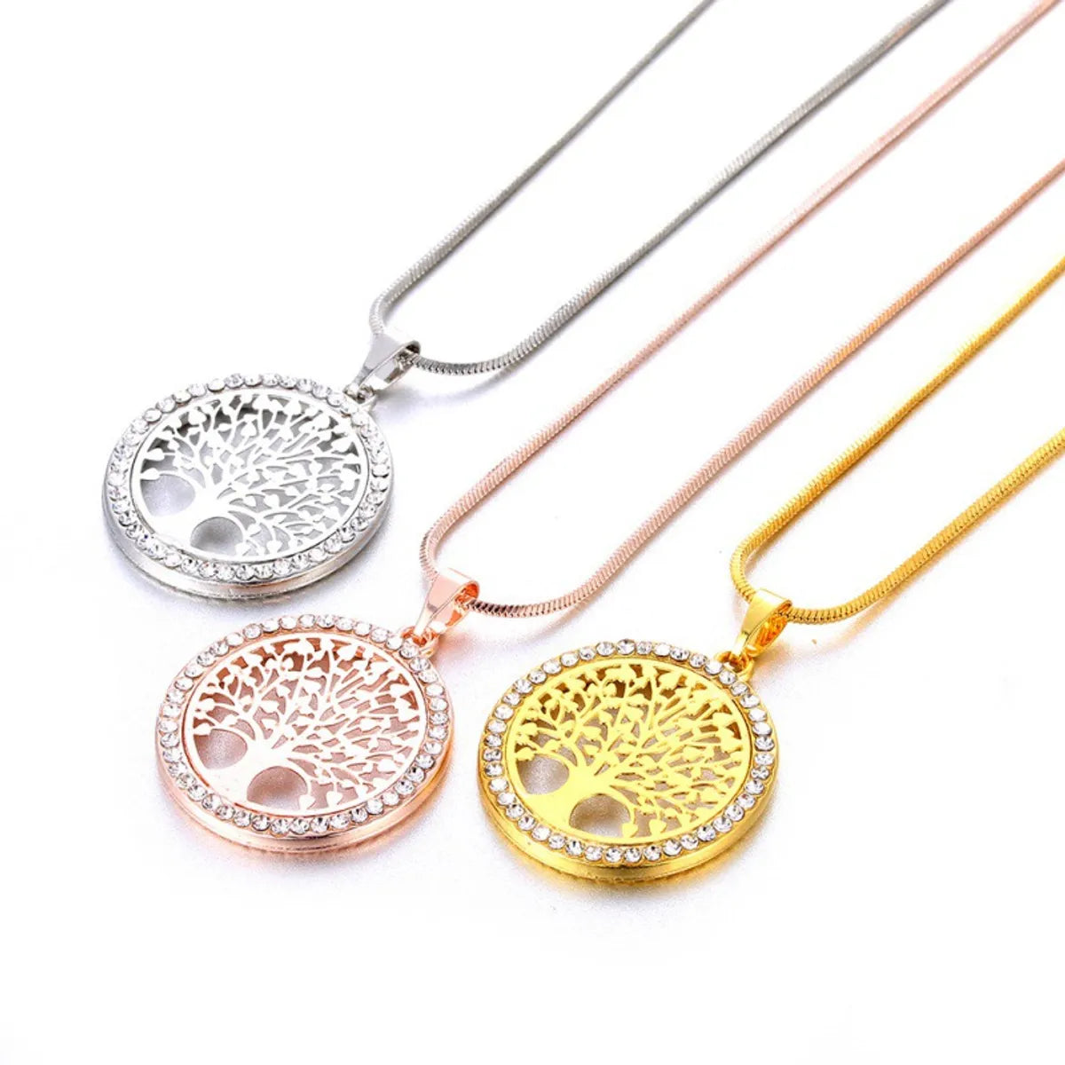 Fashion Life Tree Alloy Copper Plating Inlay Artificial Rhinestones Unisex Sweater Chain