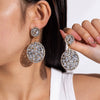Fashion Light Luxury Alloy Geometric Hollow Earrings With Zirconia Inlay And Metal Diamond Look Design