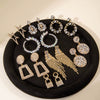 Fashion Light Luxury Alloy Geometric Hollow Earrings With Zirconia Inlay And Metal Diamond Look Design