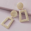Fashion Light Luxury Alloy Geometric Hollow Earrings With Zirconia Inlay And Metal Diamond Look Design