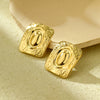 Fashion Light Luxury Geometric Square Titanium Steel And Stainless Steel Earrings With Fivepointed Star And Electroplating Design For Women