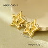 Fashion Light Luxury Geometric Square Titanium Steel And Stainless Steel Earrings With Fivepointed Star And Electroplating Design For Women