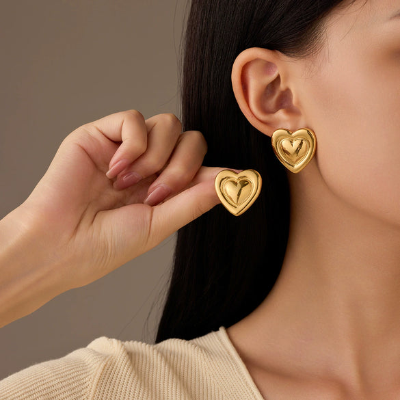 Fashion Light Luxury Geometric Square Titanium Steel And Stainless Steel Earrings With Fivepointed Star And Electroplating Design For Women