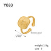 Fashion Light Luxury Geometric 316L Stainless Steel Pvd Gold Plated Adjustable Women's Ring