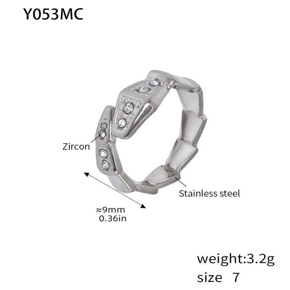 Fashion Light Luxury Geometric 316L Stainless Steel Pvd Gold Plated Adjustable Women's Ring