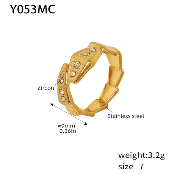 Fashion Light Luxury Geometric 316L Stainless Steel Pvd Gold Plated Adjustable Women's Ring