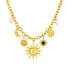 Fashion Light Luxury High End Sense Gold Plated Stainless Steel Star Shaped Pendant Necklace With O Word Chain And Gem Pearl Accessories Electroplated