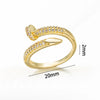 Fashion Light Luxury 18K Electroplated Copper Nail Shape Ring For Women With Heart Flower Diamond Geometric Patterns Opening Adjustable