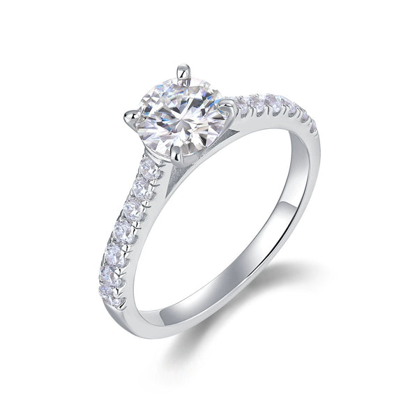 Fashion Light Luxury Moissanite Ring 925 Sterling Silver Geometric Set With Diamonds For Women