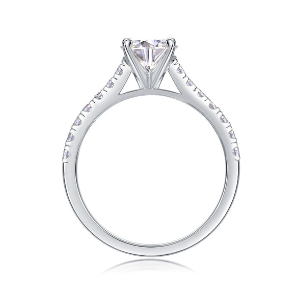 Fashion Light Luxury Moissanite Ring 925 Sterling Silver Geometric Set With Diamonds For Women