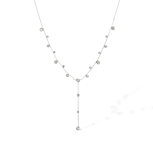 Fashion Light Luxury Plated Stainless Steel Tassel Necklace With Geometric Pattern And Inlaid Zircon