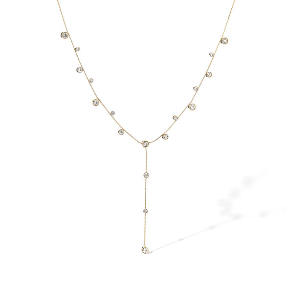 Fashion Light Luxury Plated Stainless Steel Tassel Necklace With Geometric Pattern And Inlaid Zircon