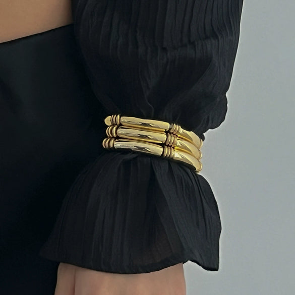 Fashion Light Luxury Punk Style Beaded Slub Plastic Glazed Curved Electroplated Bracelet