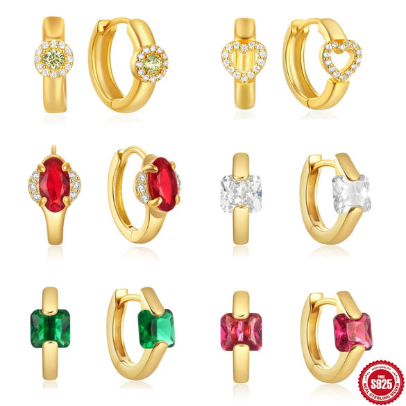 Fashion Light Luxury Retro Personality Zircon Earrings For Women Silver With Geometric Pattern Electroplated
