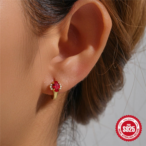 Fashion Light Luxury Retro Personality Zircon Earrings For Women Silver With Geometric Pattern Electroplated