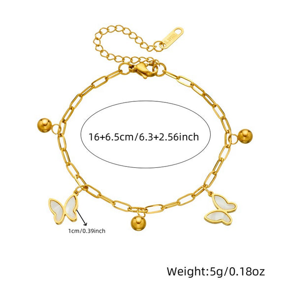 Fashion Light Luxury Stainless Steel Insect Butterfly Pendant Chain Jewelry Bracelet With Electroplating For Women