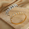 Fashion Light Luxury 316L Stainless Steel Gold Plated Diamond Leaf Shape Bracelet Jewelry For Women