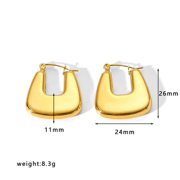 Fashion Light Luxury Titanium Steel Hollow Geometric Women's Earrings With Electroplating