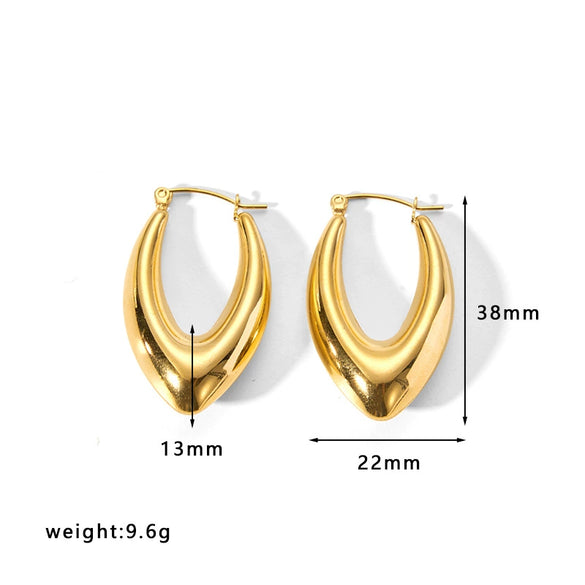 Fashion Light Luxury Titanium Steel Hollow Geometric Women's Earrings With Electroplating