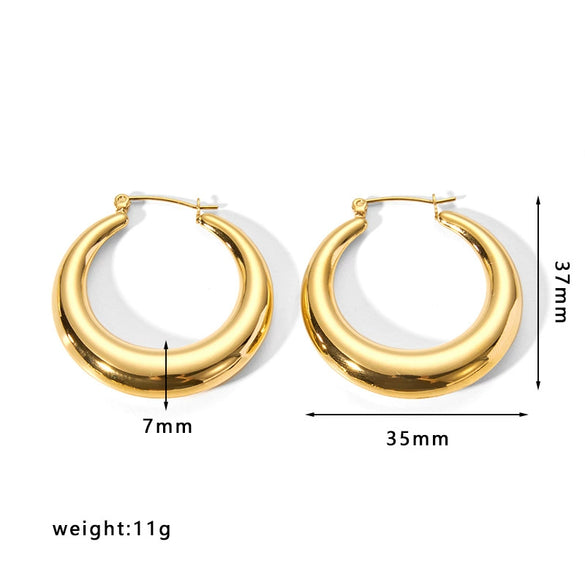 Fashion Light Luxury Titanium Steel Hollow Geometric Women's Earrings With Electroplating