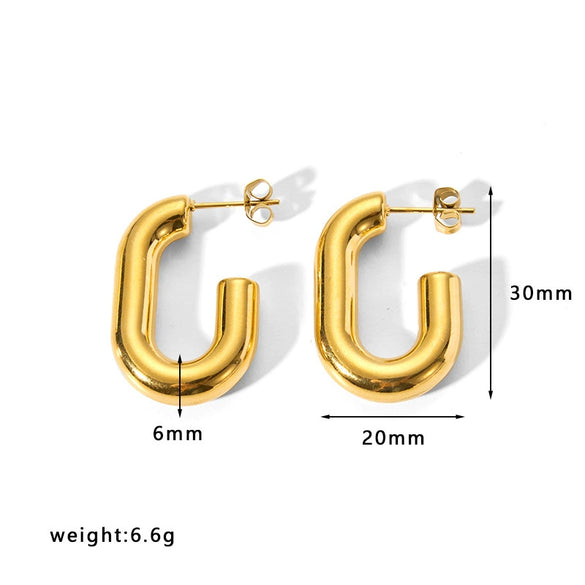 Fashion Light Luxury Titanium Steel Hollow Geometric Women's Earrings With Electroplating