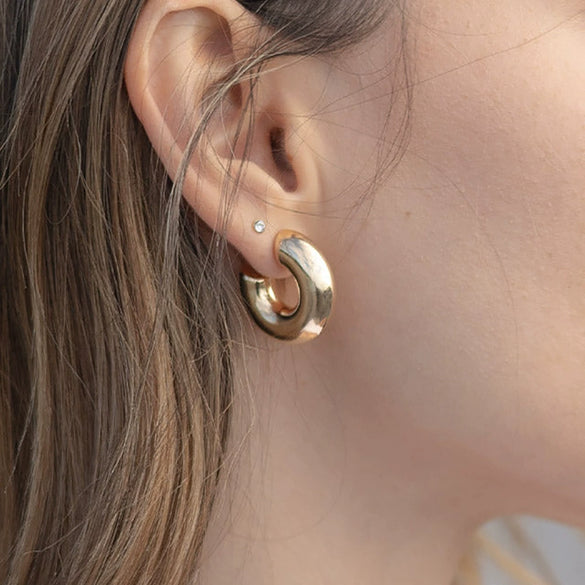 Fashion Light Luxury Titanium Steel Hollow Geometric Women's Earrings With Electroplating